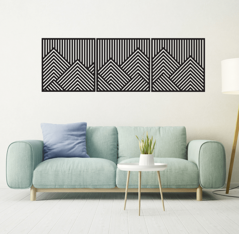 Geometric Mountain Wall Art Trio Wall Decor Whimsic 