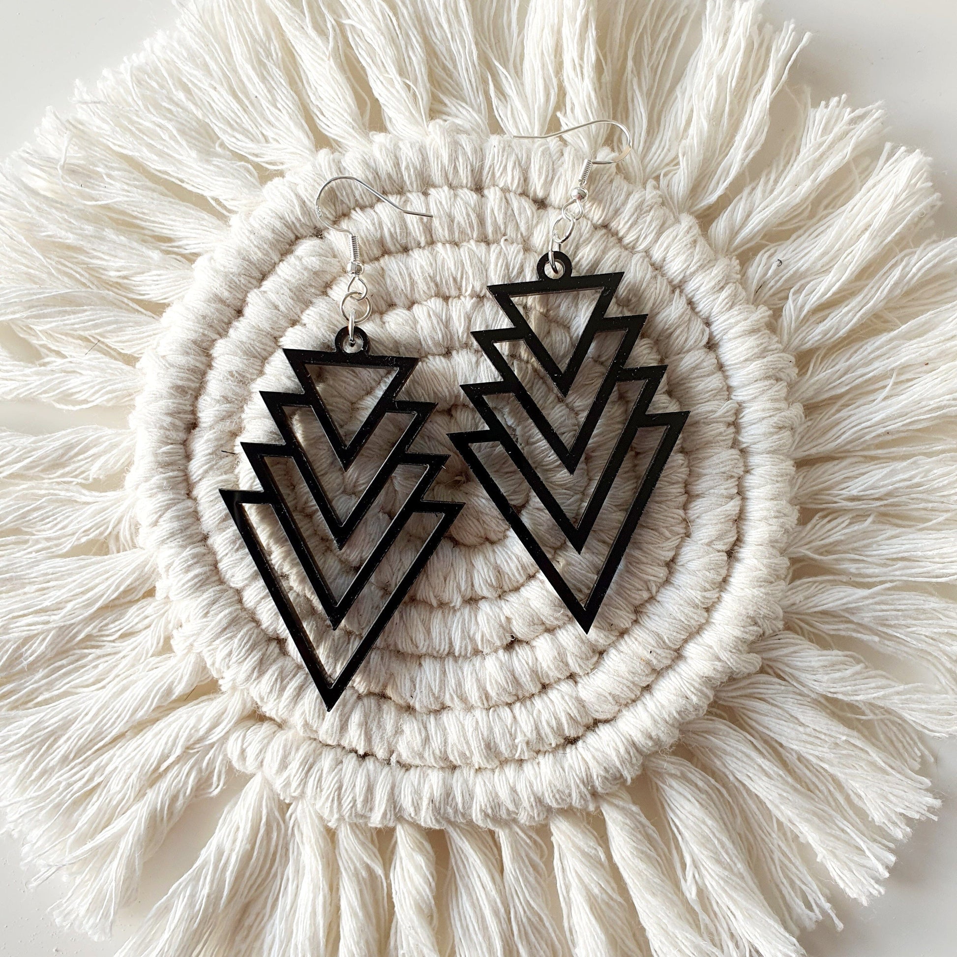 Geometric Triangle Drop Earrings Whimsic Black 