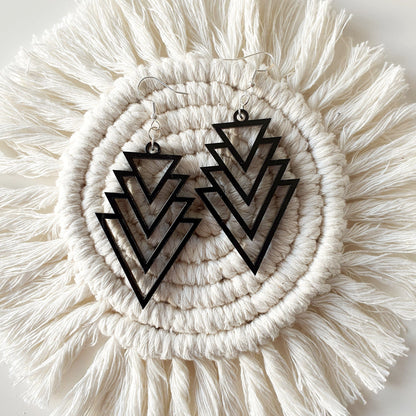 Geometric Triangle Drop Earrings Whimsic Black 