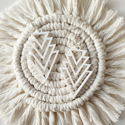 Geometric Triangle Drop Earrings Whimsic White 