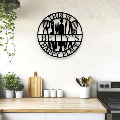Personalised Kitchen Happy Place Sign
