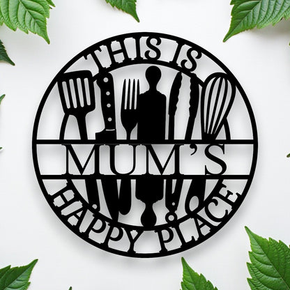 Personalised Kitchen Happy Place Sign
