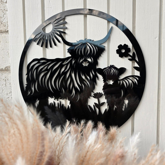 Highland Cow & Calf Wall Art Whimsic 