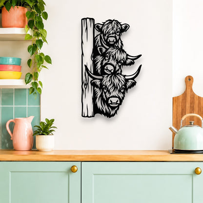 Nosy Neighbours Highland Cow Wall Art