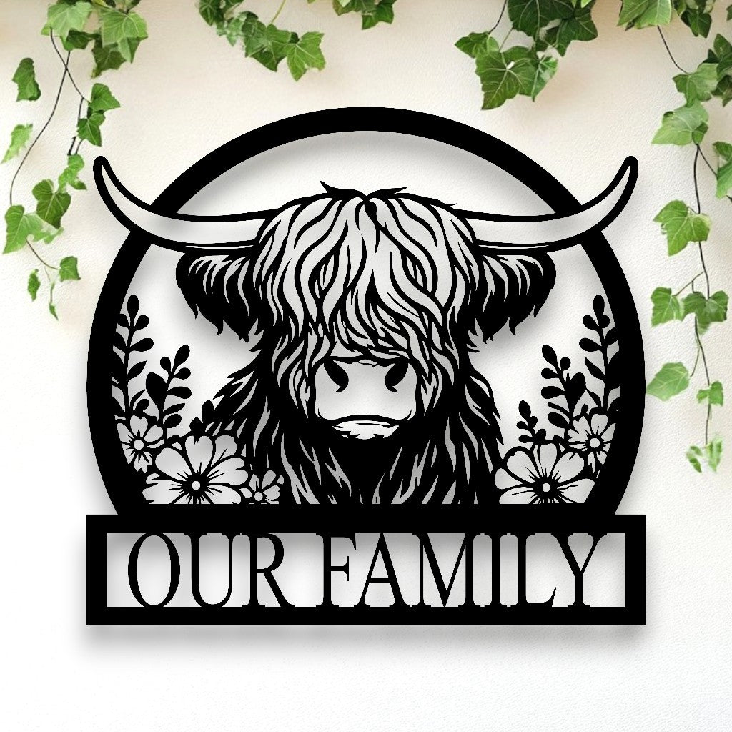 Personalised Highland Cow Farm Sign
