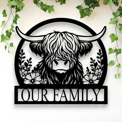 Personalised Highland Cow Farm Sign