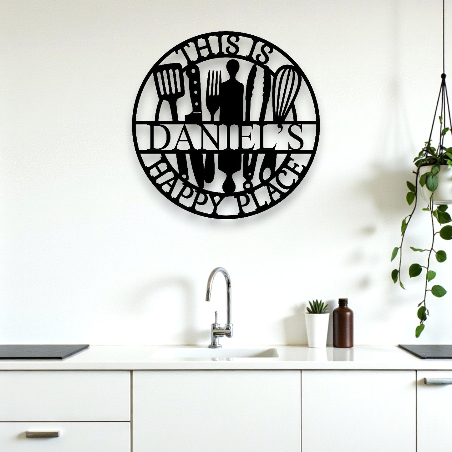 Personalised Kitchen Happy Place Sign