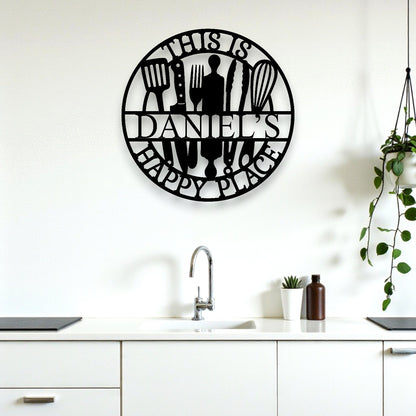 Personalised Kitchen Happy Place Sign