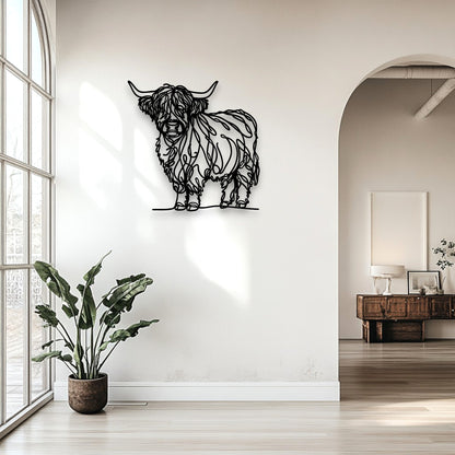 Line Art Highland Cow Décor