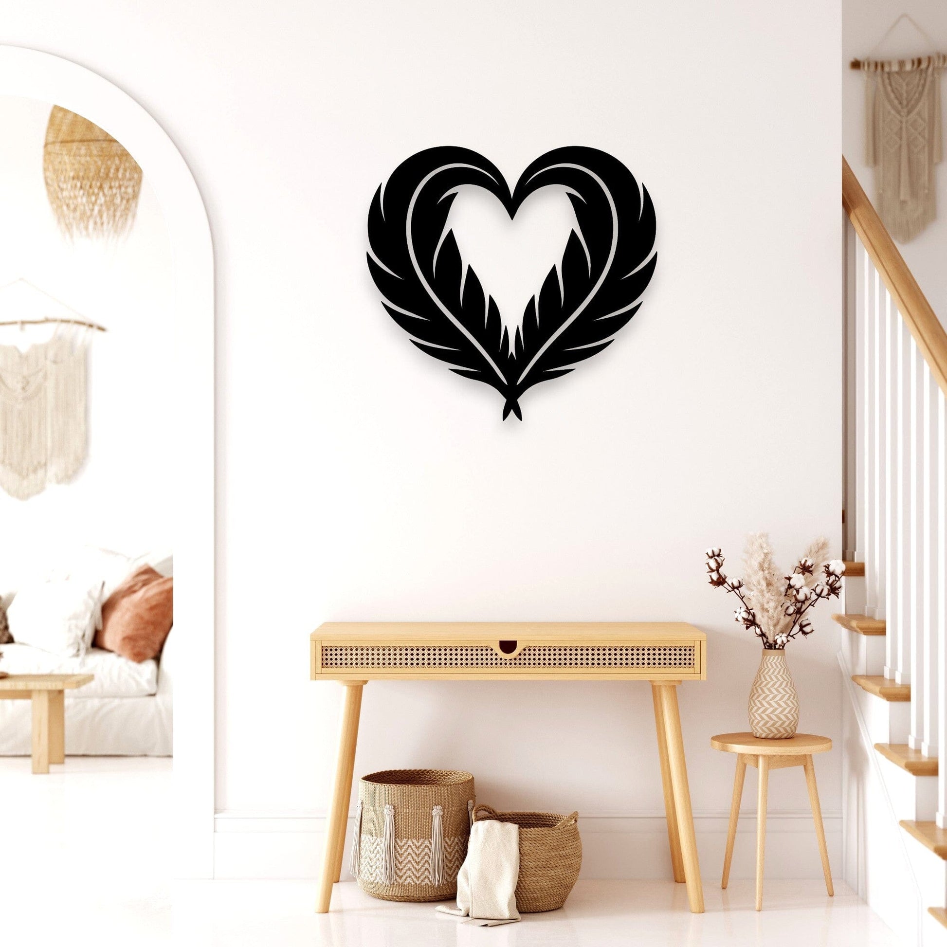 Huia Feather Heart Wall Decor Whimsic 