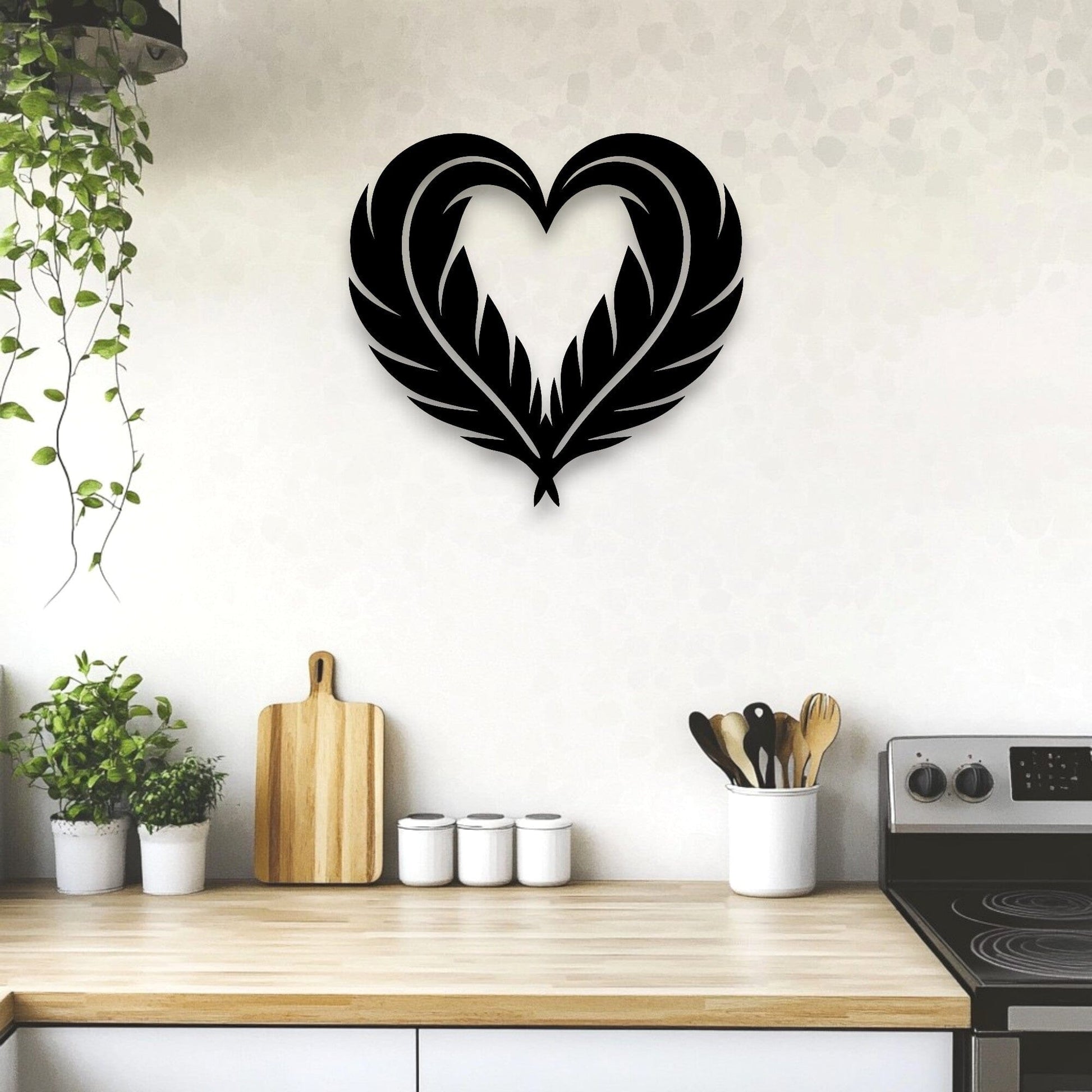 Huia Feather Heart Wall Decor Whimsic 