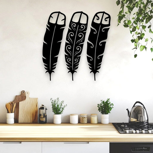Huia Feather Trio Wall Decor Whimsic 