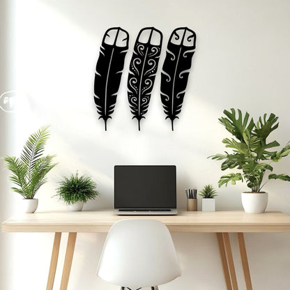 Huia Feather Trio Wall Decor Whimsic 