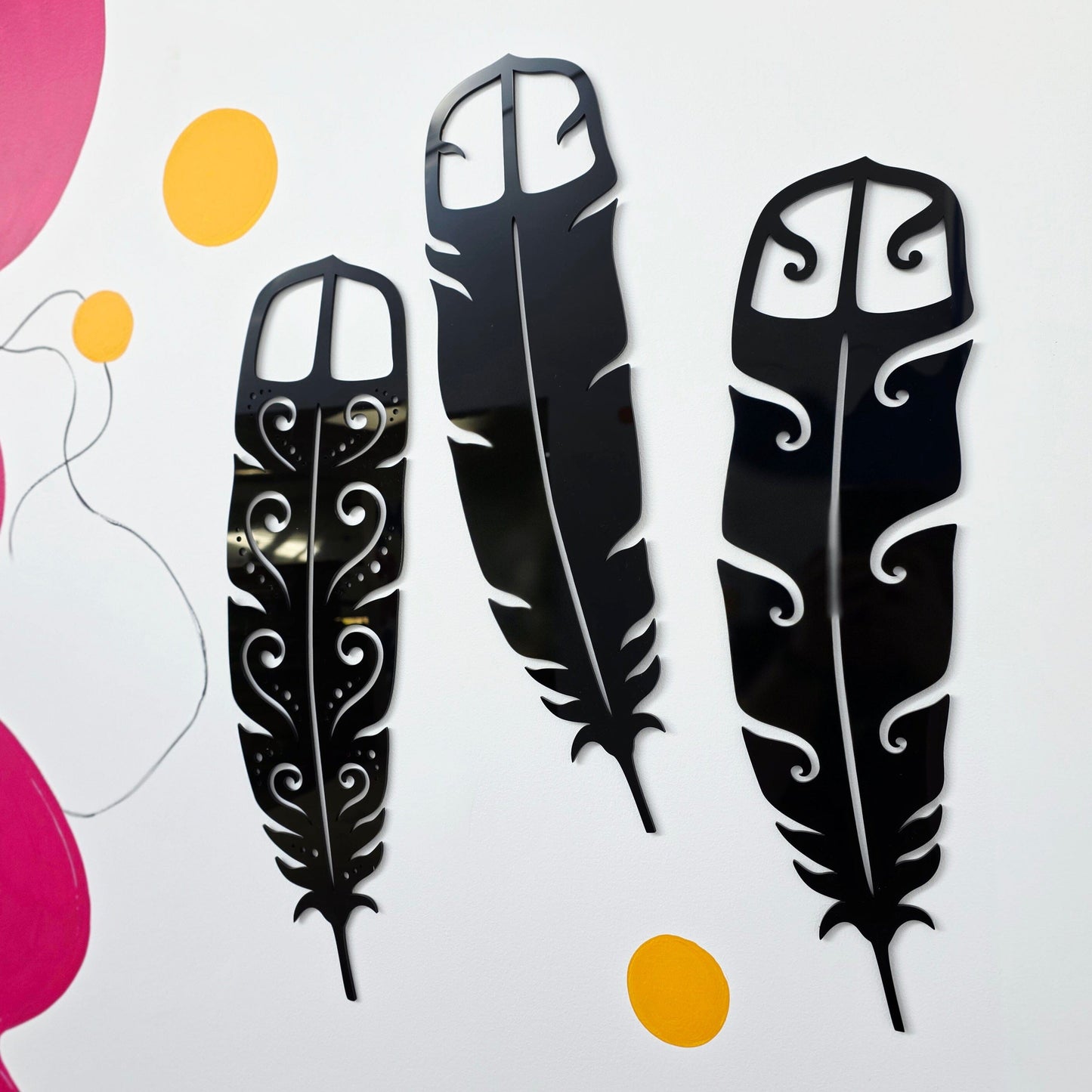 Huia Feather Trio Wall Decor Whimsic 
