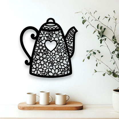 Floral Heart Teapot Wall Art