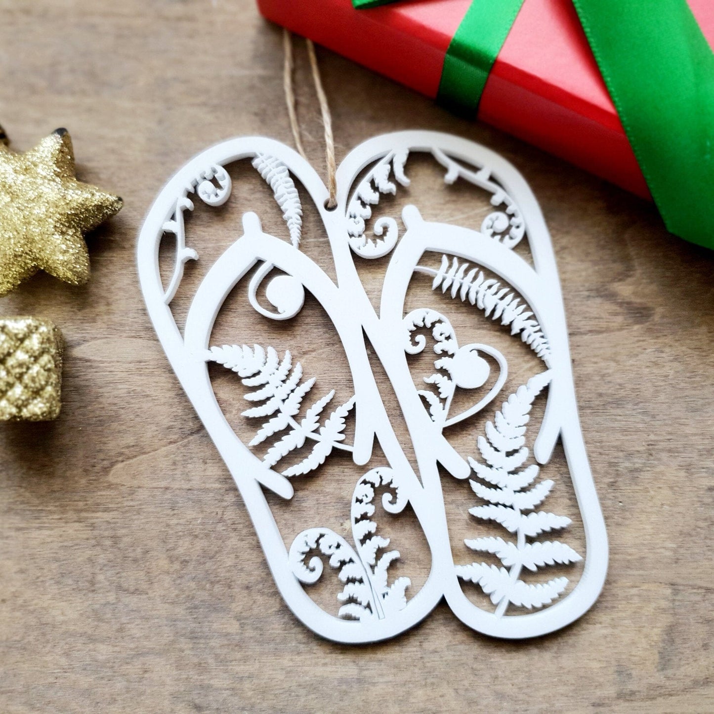 Kiwiana Fern Jandals Ornament Whimsic 