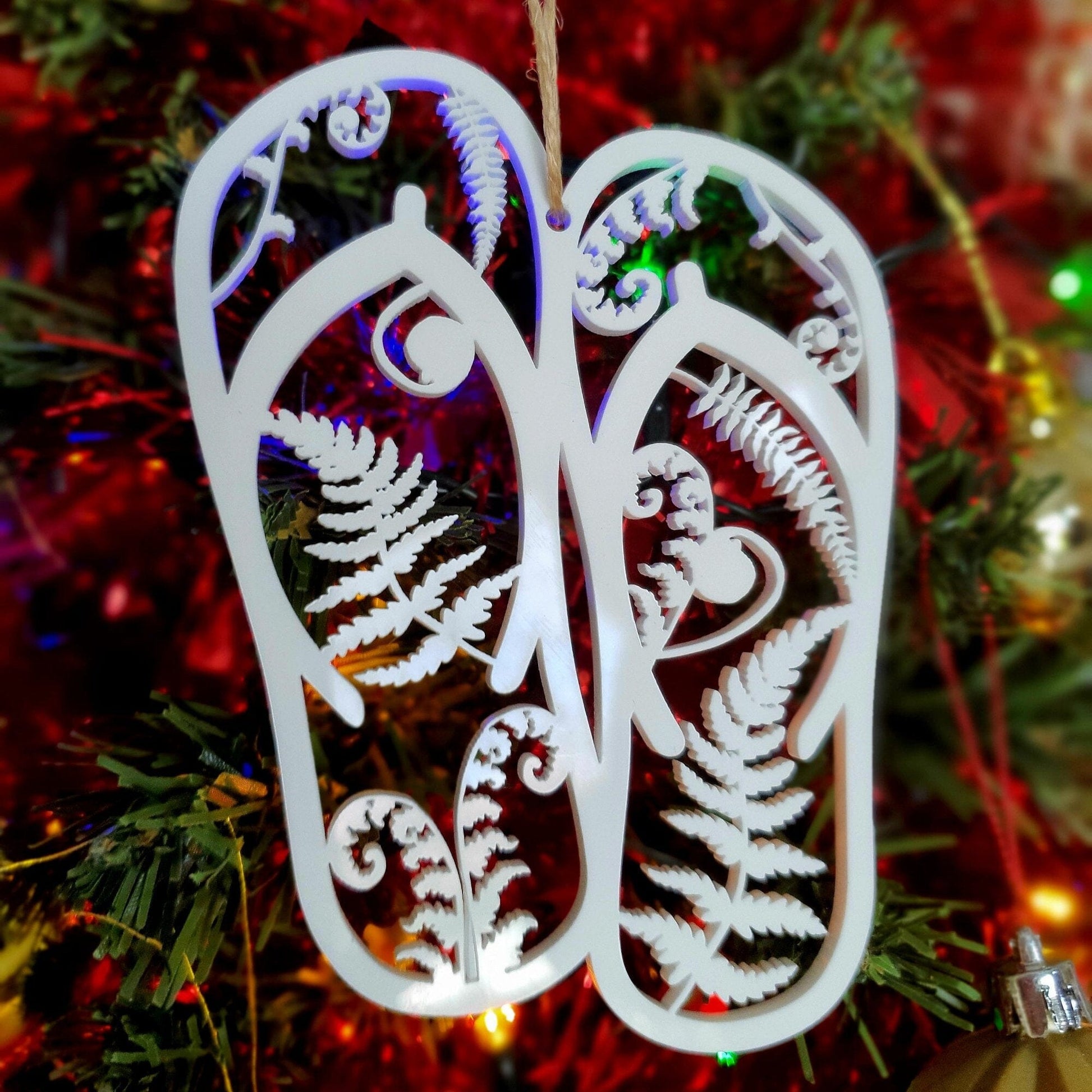 Kiwiana Fern Jandals Ornament Whimsic 