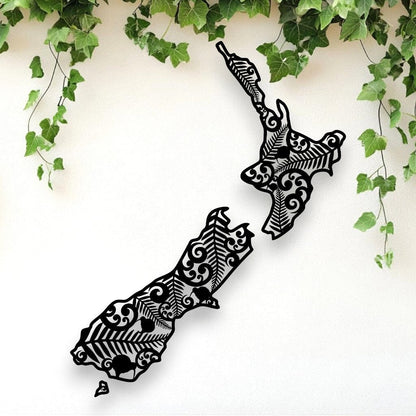 Kiwiana Fern New Zealand Map Whimsic 