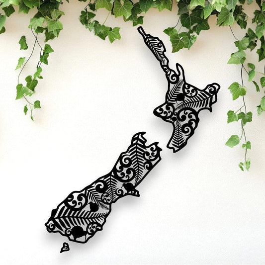 Kiwiana Fern New Zealand Map Whimsic 