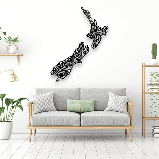 Kiwiana Fern New Zealand Map Whimsic 