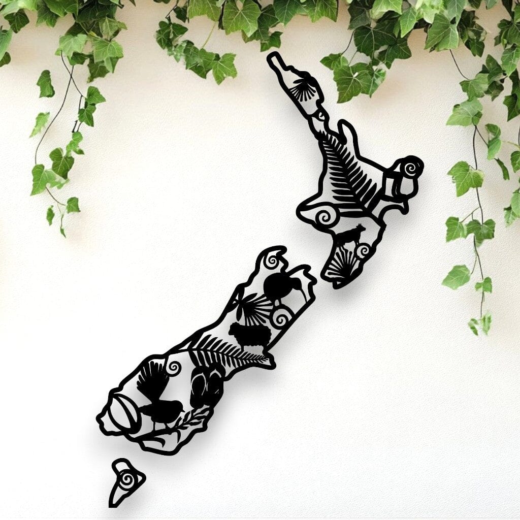 Kiwiana Icons of NZ Map Whimsic 