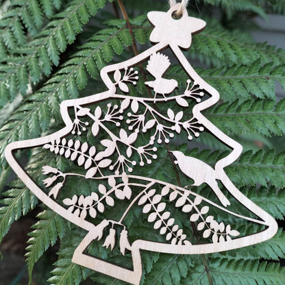 Kiwiana Native Bird Bauble Whimsic Natural Wood 1 Bauble 