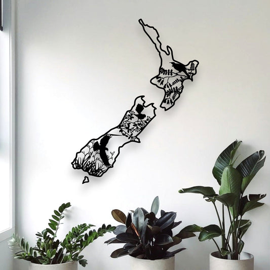 Kiwiana Native Bird NZ Map Whimsic 