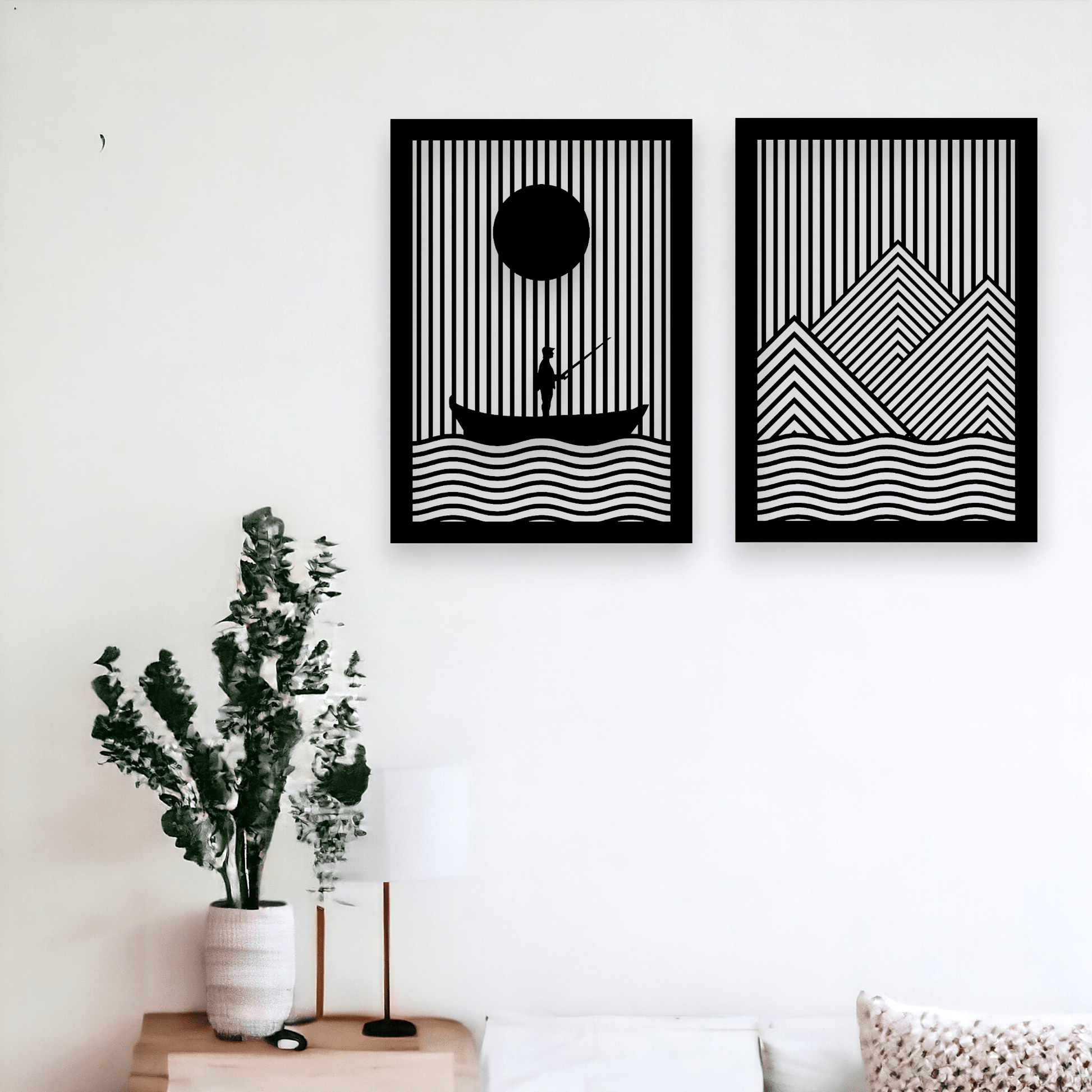 Lake & Mountains Wall Art Set Wall Decor Whimsic 