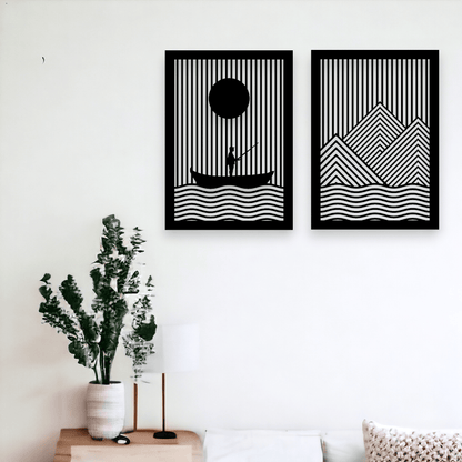 Lake & Mountains Wall Art Set Wall Decor Whimsic 