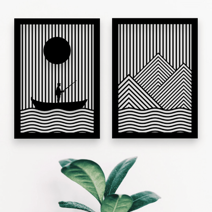 Lake & Mountains Wall Art Set Wall Decor Whimsic 