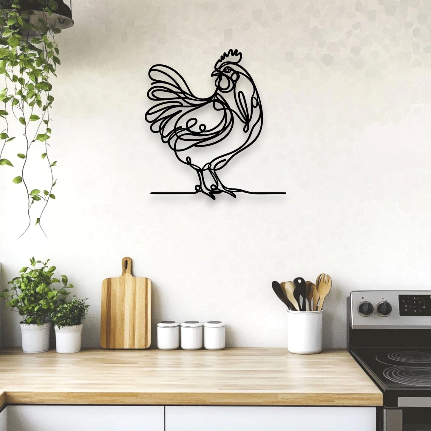Line Art Chicken Décor Whimsic 