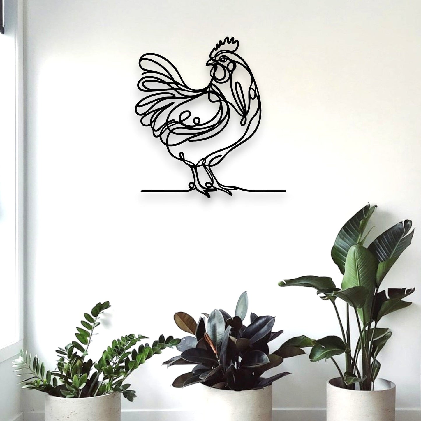 Line Art Chicken Décor Whimsic 