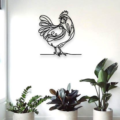 Line Art Chicken Décor Whimsic 