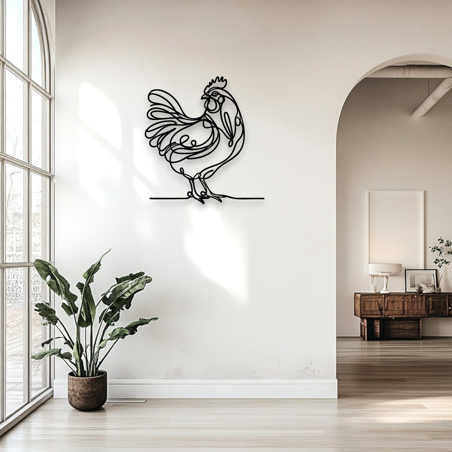 Line Art Chicken Décor Whimsic 