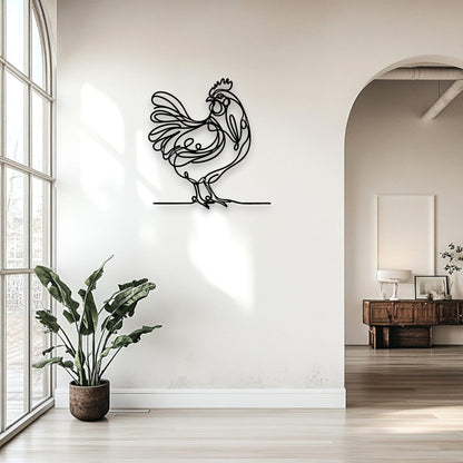 Line Art Chicken Décor Whimsic 