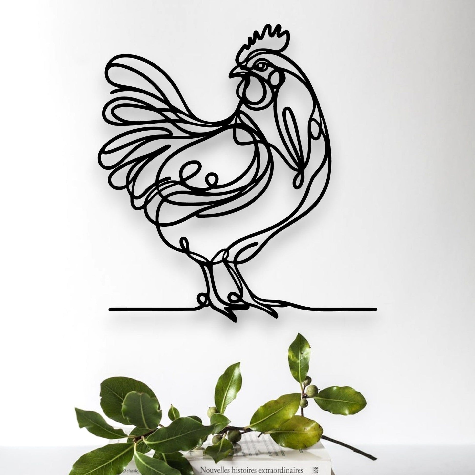 Line Art Chicken Décor Whimsic 