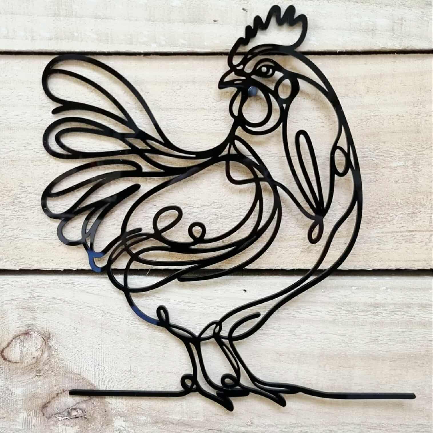 Line Art Chicken Décor Whimsic 