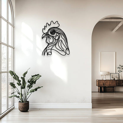 Line Art Chicken Head Décor Whimsic 