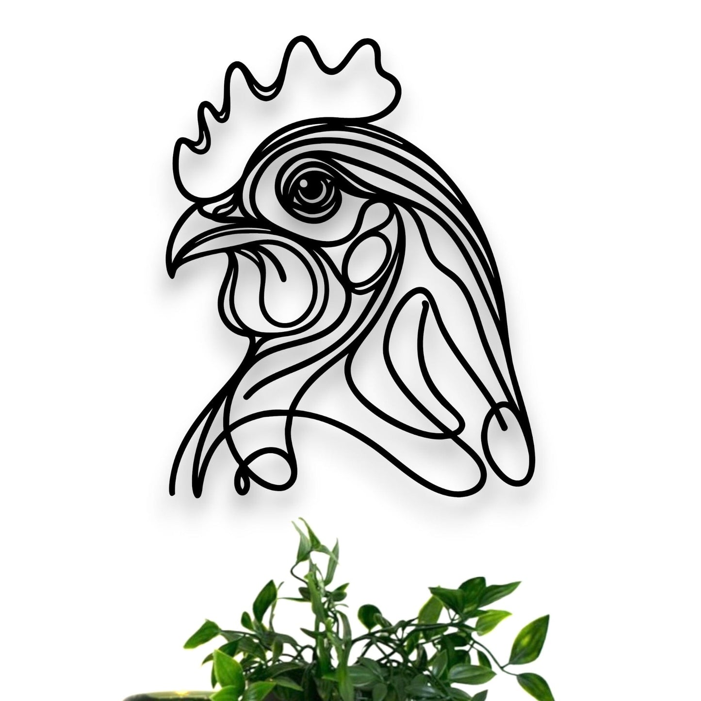 Line Art Chicken Head Décor Whimsic 