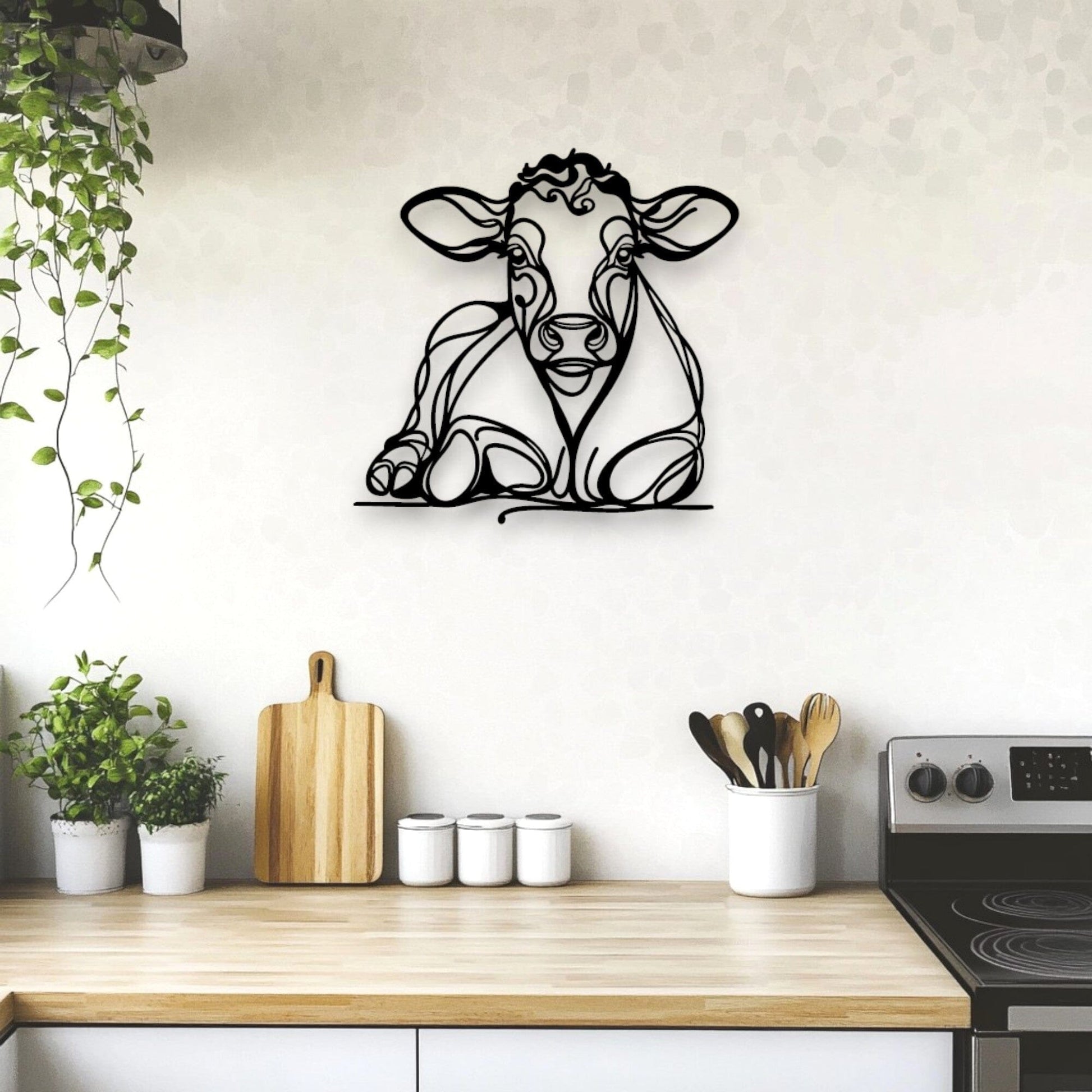 Line Art Cow Décor Whimsic 