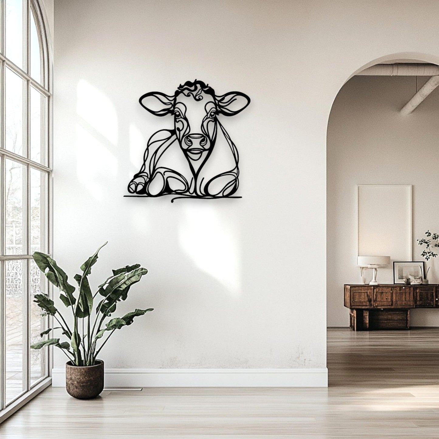 Line Art Cow Décor Whimsic 