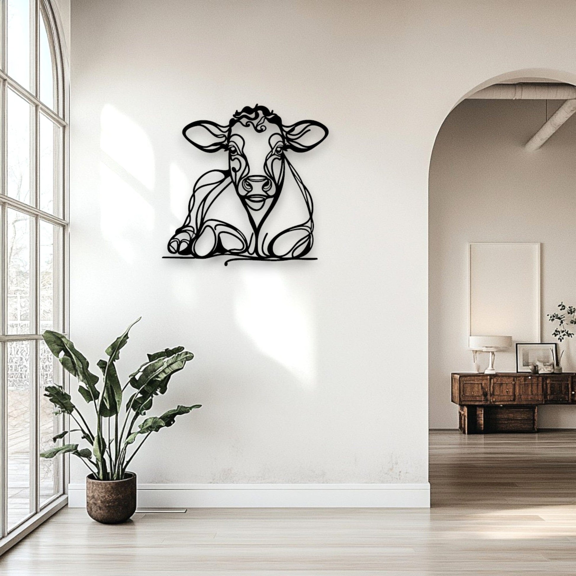 Line Art Cow Décor Whimsic 