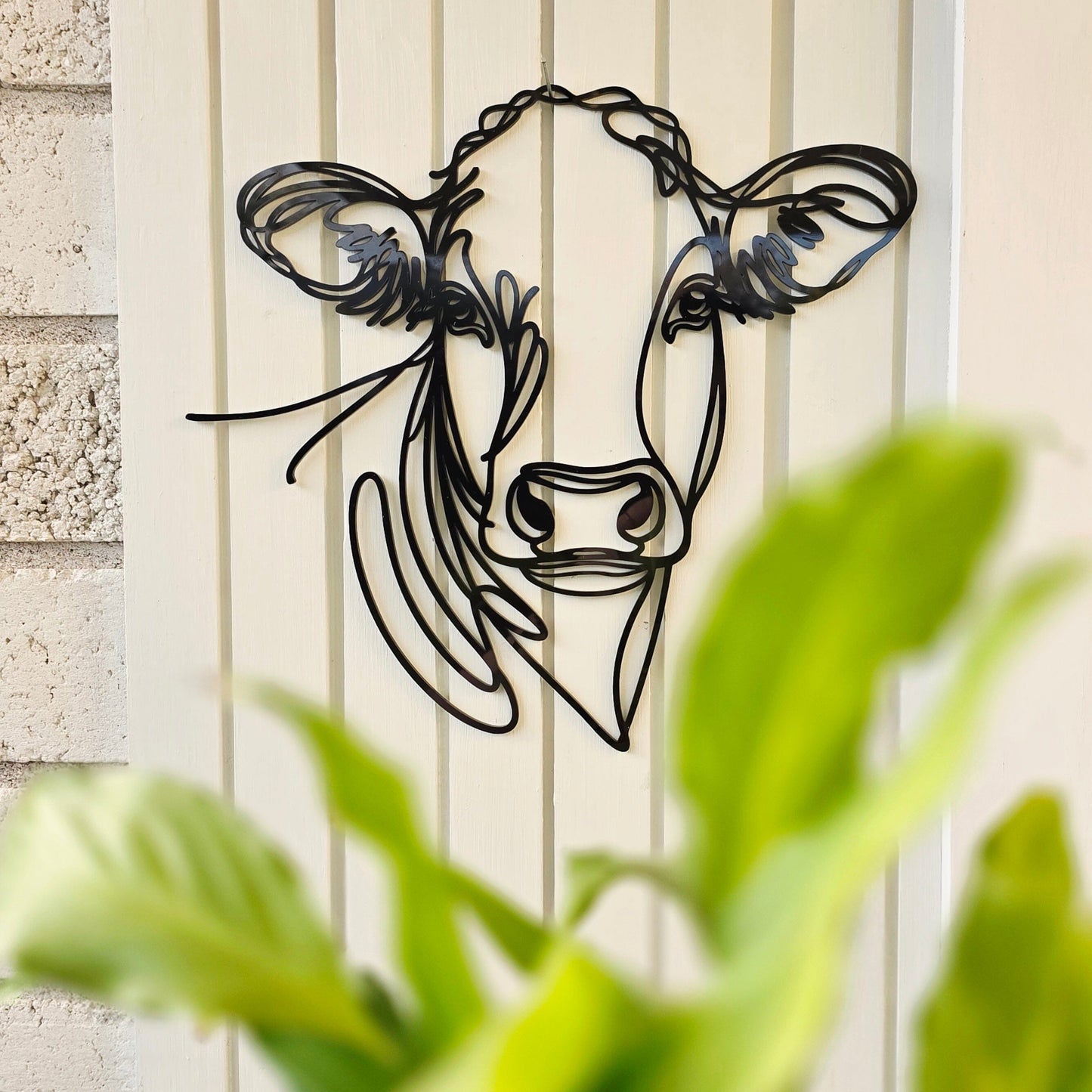 Line Art Cow Head Décor Whimsic 