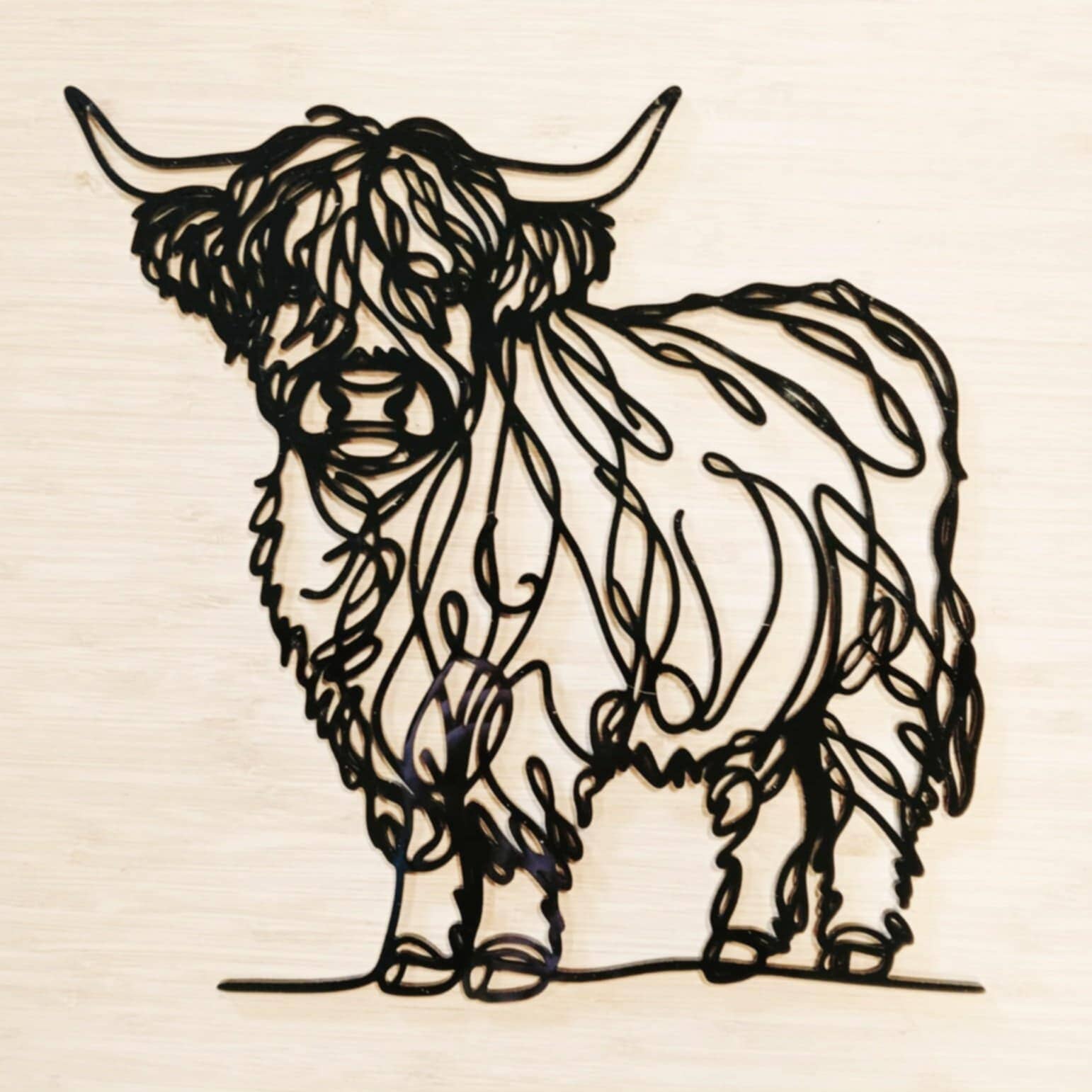Line Art Highland Cow Décor Whimsic 
