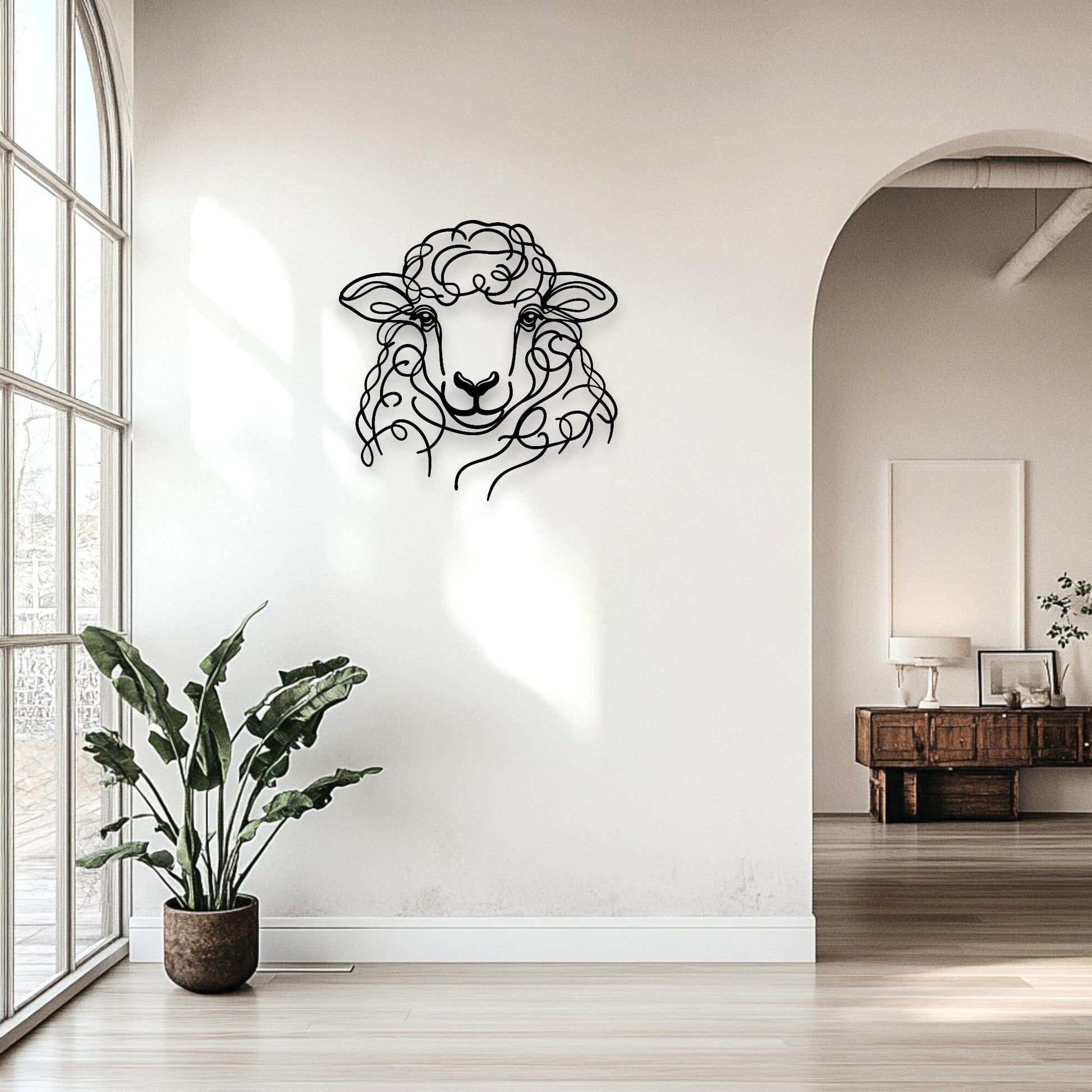 Line Art Sheep Head Décor Whimsic 