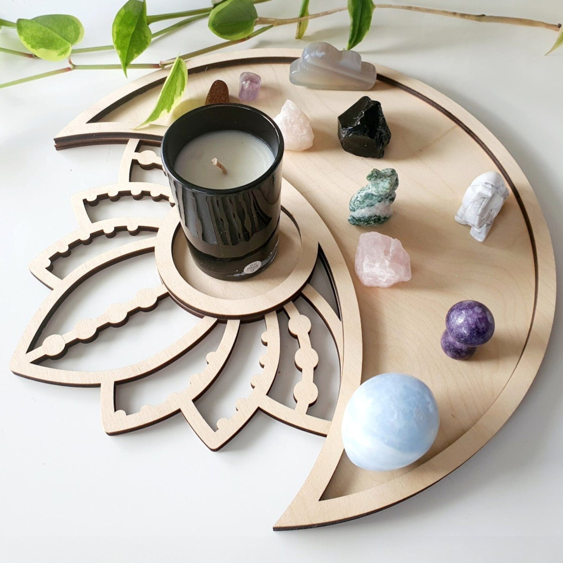 Lotus Moon Crystal Tray Wall Decor Whimsic 