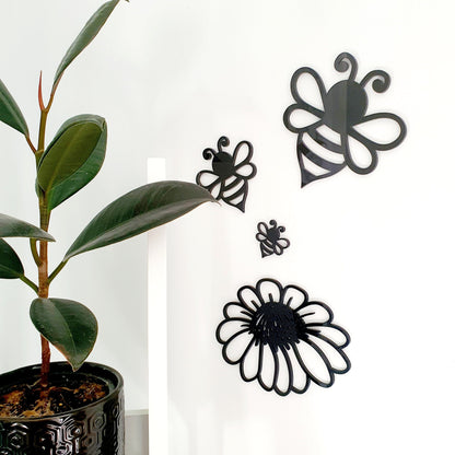 Mini Bees & Daisy Set Wall Decor Whimsic 