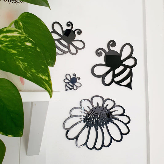 Mini Bees & Daisy Set Wall Decor Whimsic 