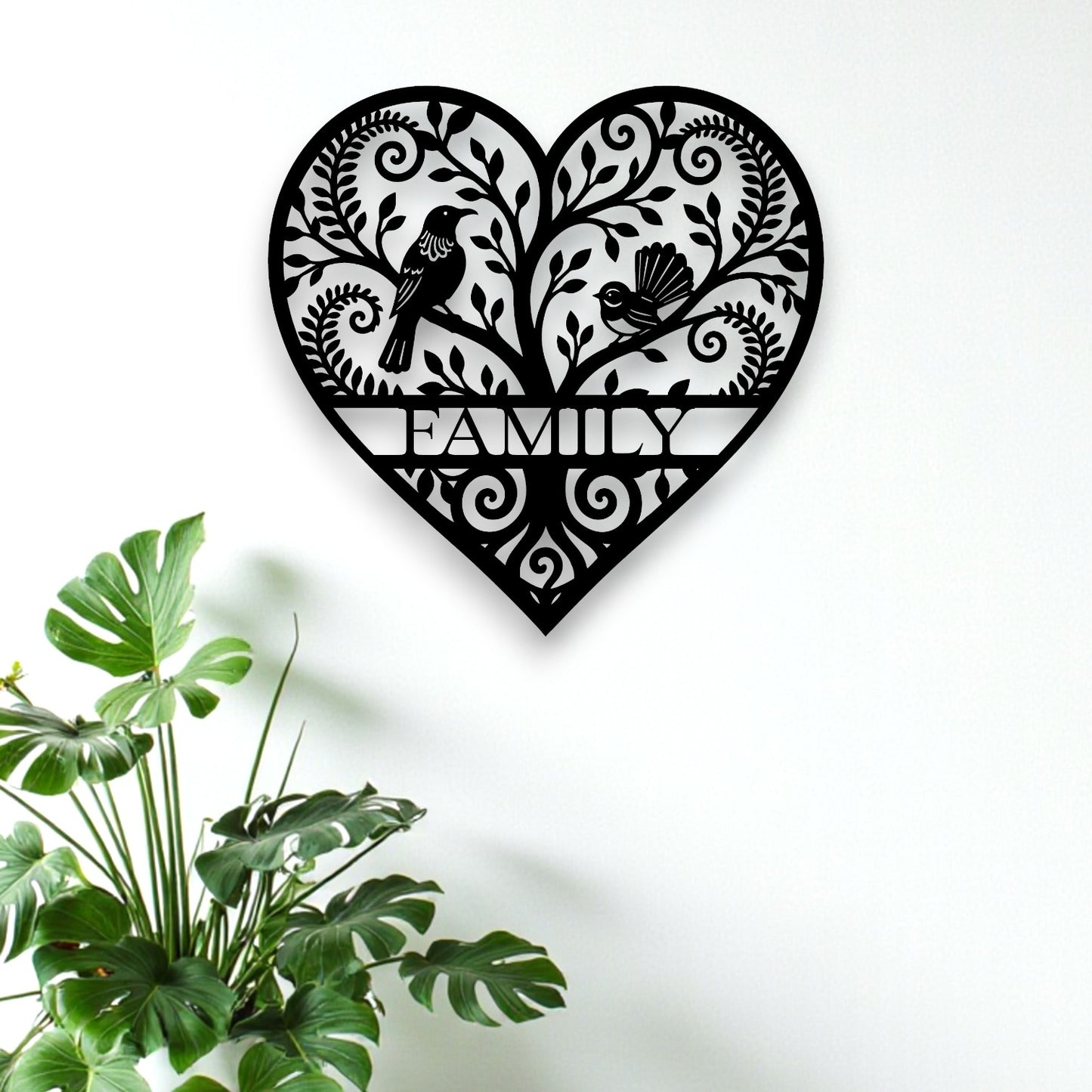 Personalised Koru Tree of Life Heart Wall Art