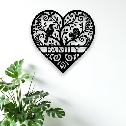 Personalised Koru Tree of Life Heart Wall Art